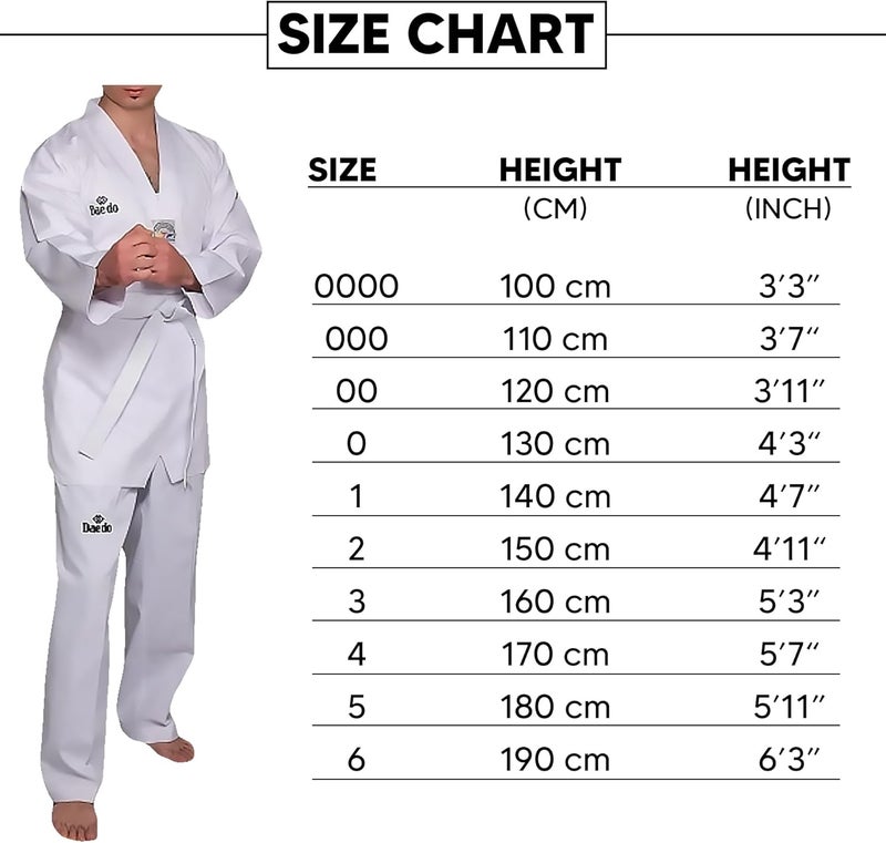 Dae Do Taekwondo Beginner Uniform - WT Recognized, International Standards, White V-Neck, Includes Pants & Belt - Image 3